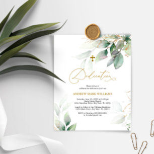 Invitation Budget Eucalyptus & Gold Dedication