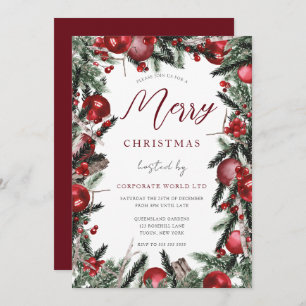 Invitation Budget Festif Wreath Corporate Christmas Party