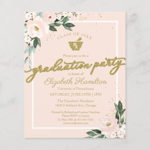 Invitation Budget Floral Pharmacy Grad Party