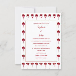 Invitation Budget Floral Rose Patterns Terracotta Mariage