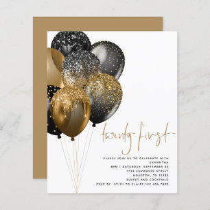 Invitation Budget Gold Black Balloons 21e partie