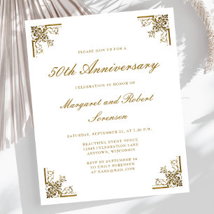 Invitation Budget Gold Vintage 50e Anniversaire