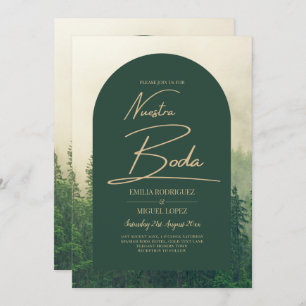 Invitation BUDGET Green Forest Pine Trees Mariage BODA INVITA