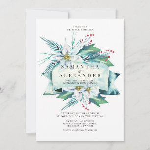Invitation Budget Hiver Bouquet floral Mariage aquarelle