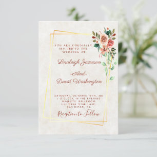 Invitation Budget Joli rose et mariage or