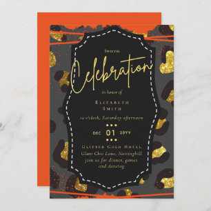 Invitation Budget jolie fille Sweet16 Gold Poster de animal I