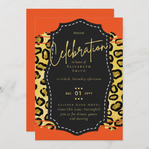 Invitation Budget jolie fille Sweet16 Gold Poster de animal I