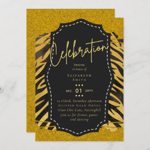 Invitation Budget jolie fille Sweet16 Gold Poster de animal I