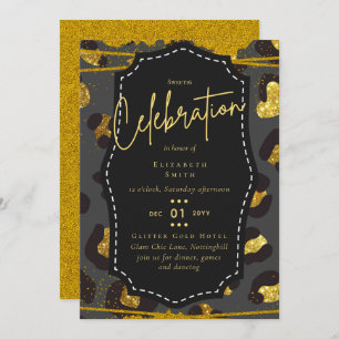 Invitation Budget jolie fille Sweet16 Gold Poster de animal I