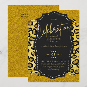 Invitation Budget jolie fille Sweet16 Gold Poster de animal I