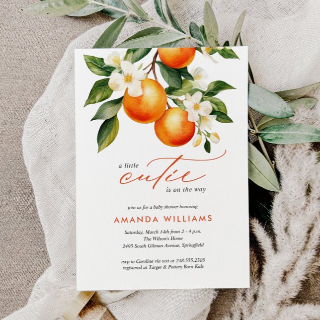 Invitation Budget Little Cutie Orange Clementine Baby shower (Créateur téléchargé)