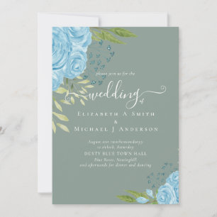 Invitation Budget Mariage Dusty Blue Rose
