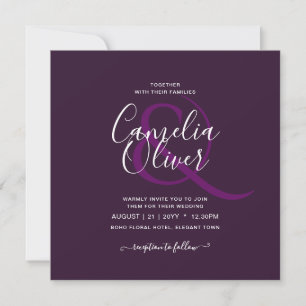 Invitation BUDGET Mariage PLUM PURPLE Monochrome Simple