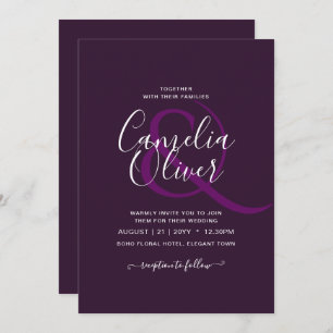 Invitation BUDGET Mariage PLUM PURPLE Monochrome Simple