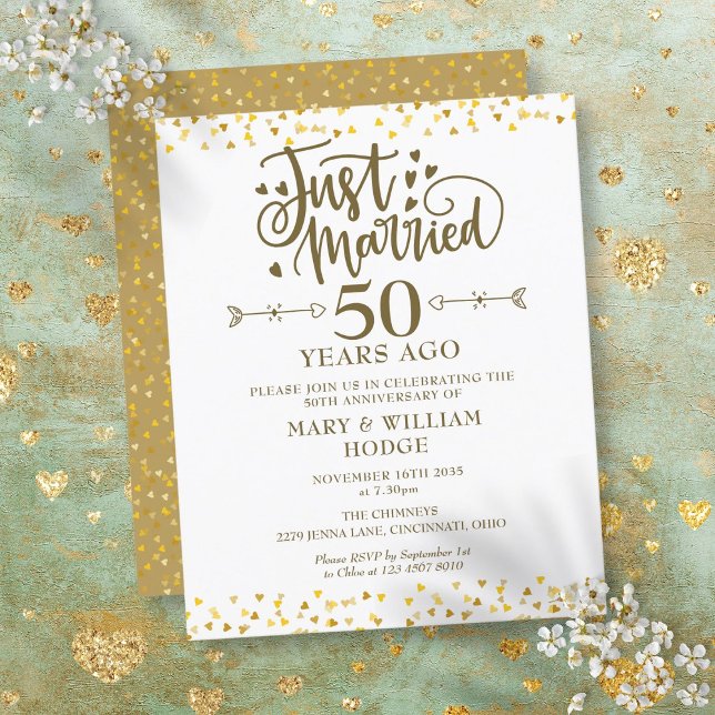 Invitation Budget Mariés pour 50 ans de Mariage (Budget Just Married 50th Anniversary Invitation)