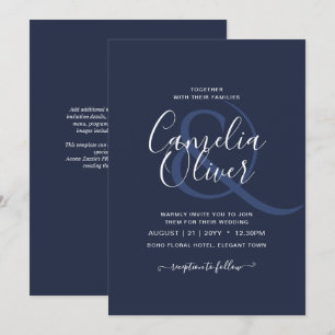 Invitation BUDGET Marine MARIAGE monochrome bleu