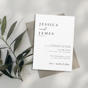 Invitation Budget minimaliste et chic Mariage noir et blanc