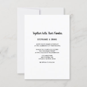 Invitation Budget minimaliste noir blanc Mariage moderne