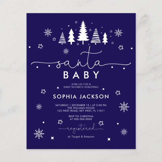 Invitation Budget Minimaliste Santa Baby (Devant)