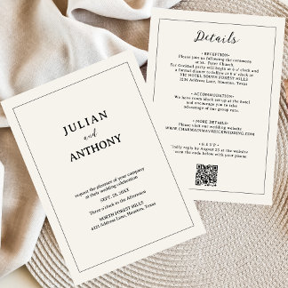 Invitation Budget minimaliste simple Mariage beige