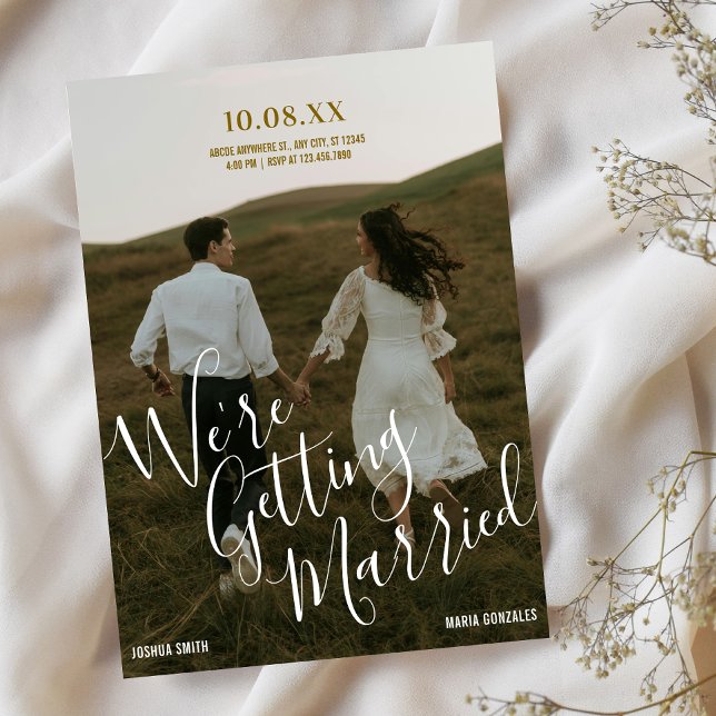 Invitation Budget Modern typography photo wedding  (Créateur téléchargé)