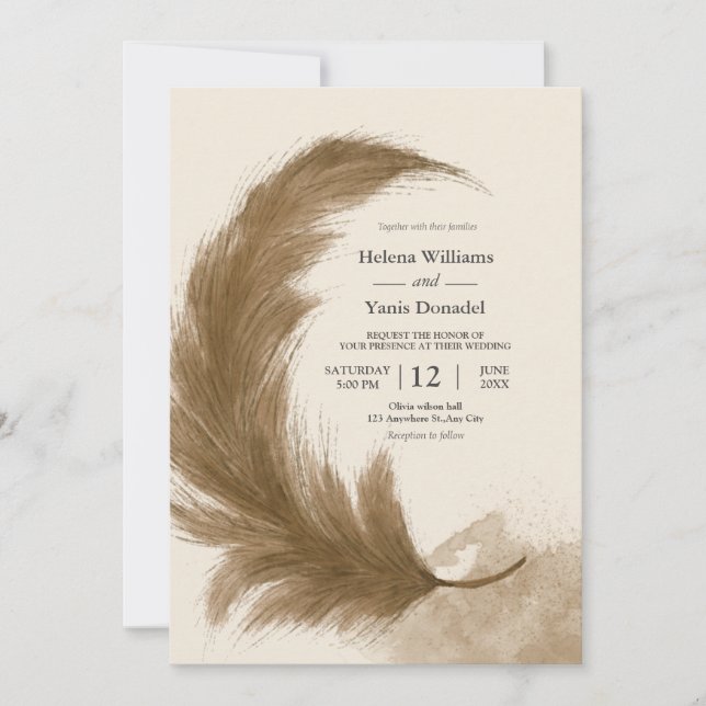 Invitation Budget moderne Boho Terracotta Pampas Grass (Devant)