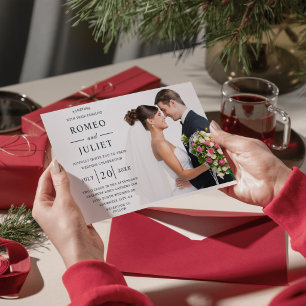 Invitation Budget Moderne Élégant Mariage photo romantique