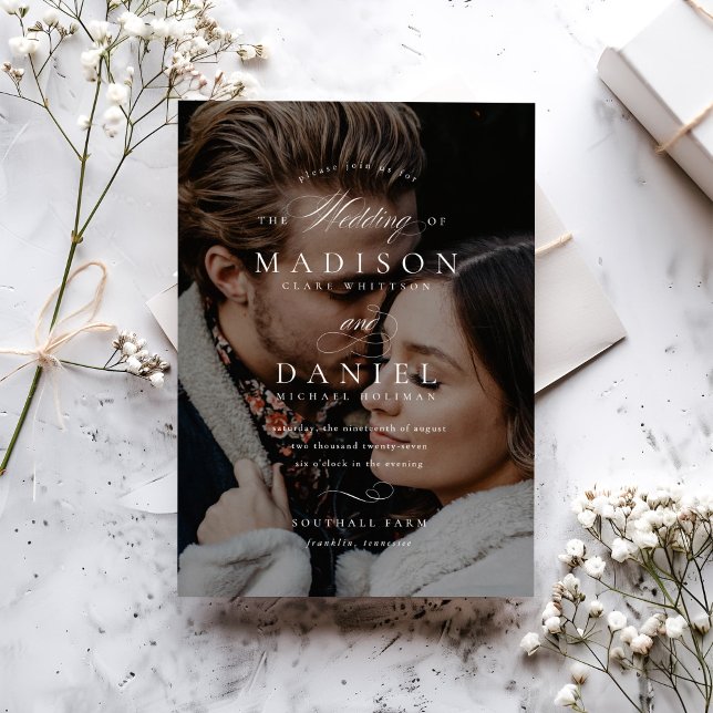 Invitation Budget Moderne Élégant Script QR Code Mariage phot (Créateur téléchargé)