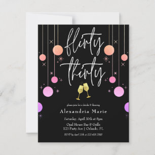 Invitation Budget Moderne Étincelle "Flirty Trente" Anniversa