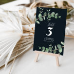 Invitation Budget noir eucalyptus élégante table de mariage<br><div class="desc">Belle délicate élégante budget de l'eucalyptus feuillage mariage de conception de numéro de table. Moderne élégant sur tendance sauge vert,  noir,  bleu marine et blanc élégant collection contemporaine rustique. Idéal pour les mariages de printemps,  d'été,  d'automne ou d'hiver.</div>