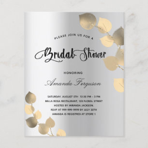 Invitation budget nuptiale douche eucalyptus argen