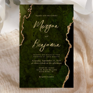 Invitation Budget Olive Green Agate Script Mariage