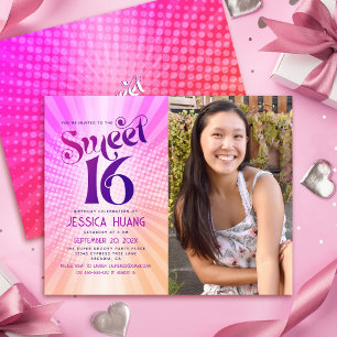 Invitation Budget Photo Sweet 16 Dégradé Rose Oran