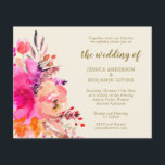 Invitation Budget Pink Watercolor Floral Wedding<br><div class="desc">Budget Moderne Aquarelle rose Floral Simple Faire-part de mariage</div>