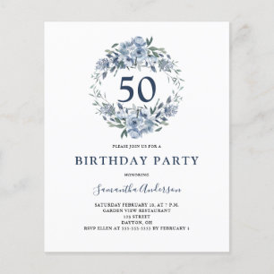 Invitation budget pour 50e anniversaire floral ble
