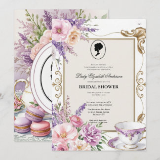 Invitation Budget Purple Florals Bridgerton Bridal Shower