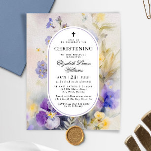 Invitation Budget Purple & Jaune Christening