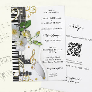 Invitation Budget QR RSVP Rose Music Themed Wedding