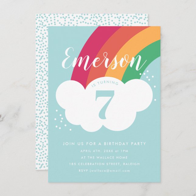 Invitation Budget Rainbow Anniversaire (Devant / Derrière)
