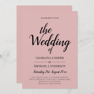 Invitation BUDGET Rose clair Dusté rose Mariage monochrome