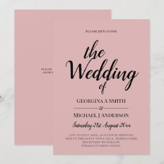 Invitation BUDGET Rose clair Dusté rose Mariage monochrome