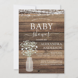 Invitation Budget Russe Baby shower Jar Lumières Ferme