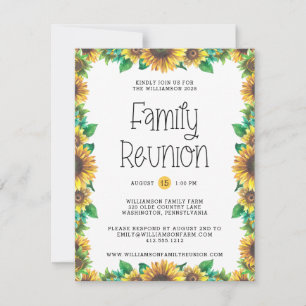 Invitation Budget Rustique Tournesols Famille Réunion Invitat