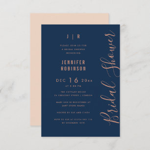Invitation Budget Script Fête des mariées moderne Rose Gold M