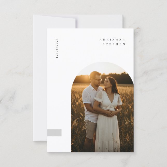 Invitation Budget Simple Elegant Minimalist Photo Wedding (Devant)