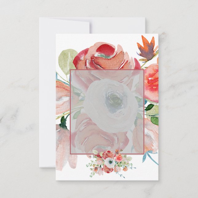 Invitation Budget simple floral rouge et rose pour mariage  (Devant)