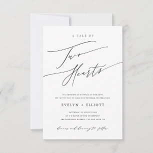 Invitation Budget Simple Noir et Blanc Mariage intemporel