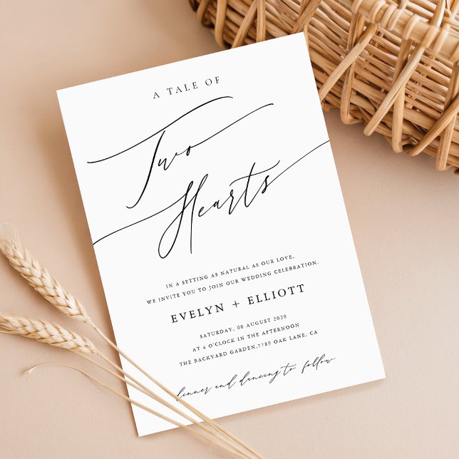 Invitation Budget Simple Noir et Blanc Mariage intemporel (Créateur téléchargé)