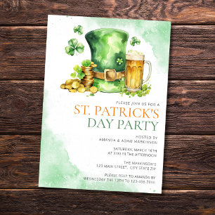 Invitation Budget St. Patricks Day Aquarelle Simple Party