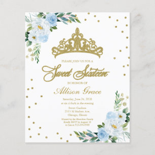 Invitation Budget Sweet 16 Couronne Dusty Blue Flo